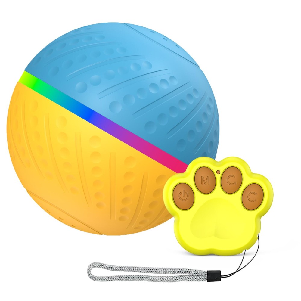 O3 8.5cm Intelligent Remote Control Pet Toy Dog Training Luminous Ball with Radar Trigger(Yellow+Blue)