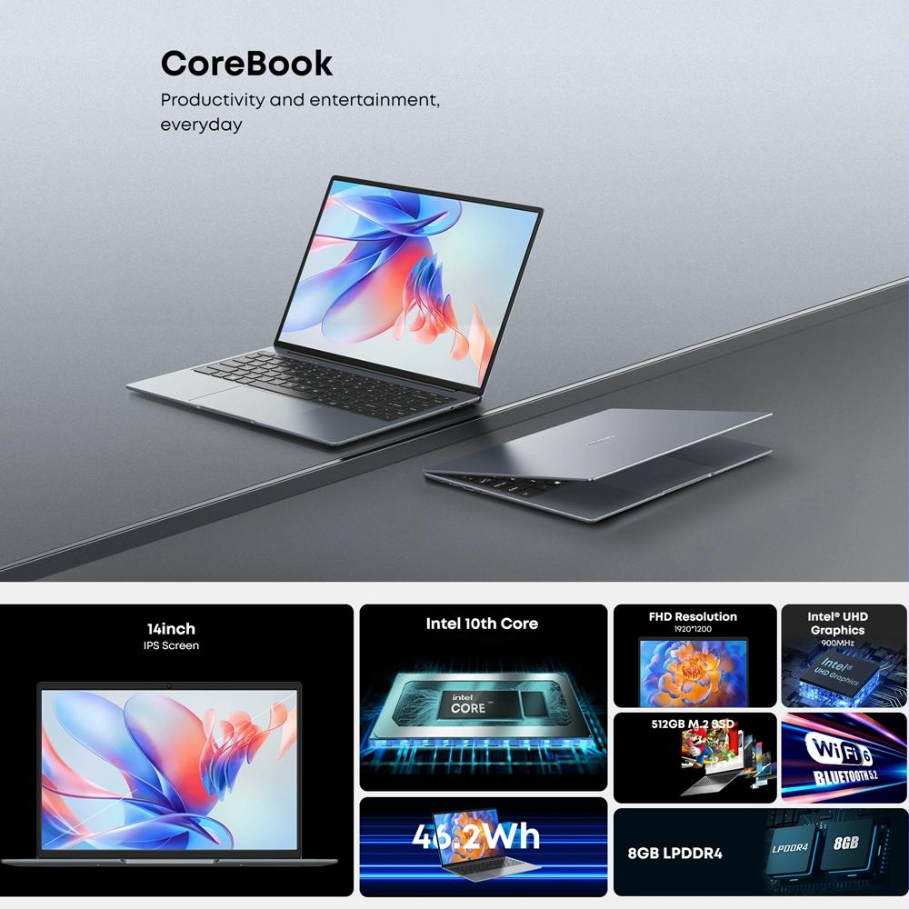 CHUWI CoreBook 14.1 inch Laptop, 8GB+512GB, Windows 11 Intel Ice Lake i5-1035G4 Quad Core