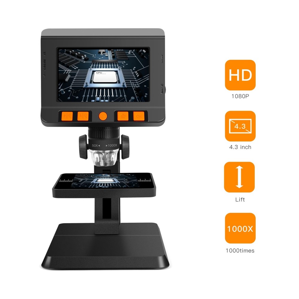 P110 50X-1000X Desktop Electronic Digital Microscope with 4.3 inch Screen