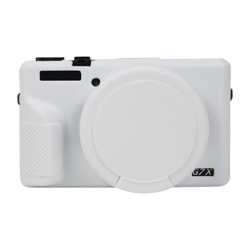 For Canon PowerShot G7 X Mark III / G7X3 Soft Silicone Protective Case with Lens Cover(White)