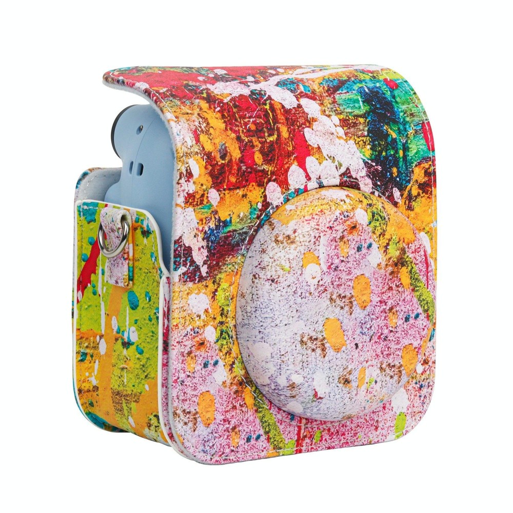 For FUJIFILM instax mini 12 Painted Full Body Leather Case Camera Bag with Strap(Abstract Painting)