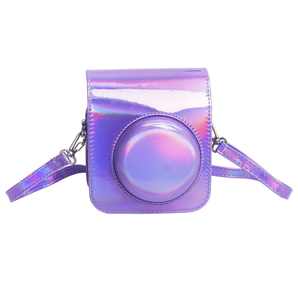 For FUJIFILM instax mini 12 Laser Full Body Leather Case Camera Bag with Strap(Purple)