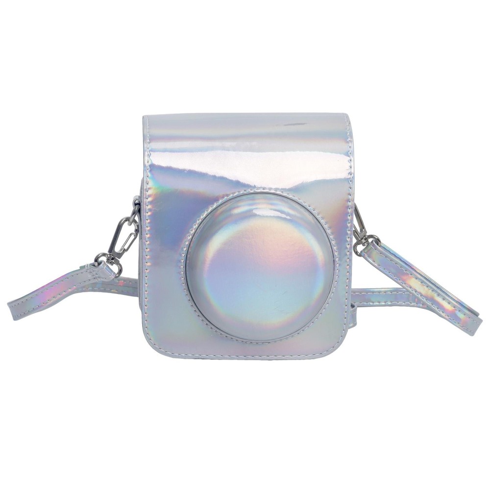 For FUJIFILM instax mini 12 Laser Full Body Leather Case Camera Bag with Strap(Silver)