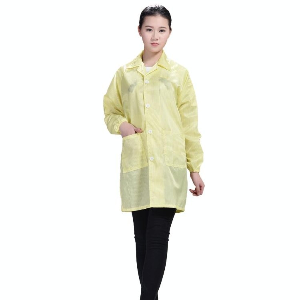 Electronic Factory Anti Static Blue Dust-free Clothing Stripe Dust-proof Clothing, Size:M(Yellow)