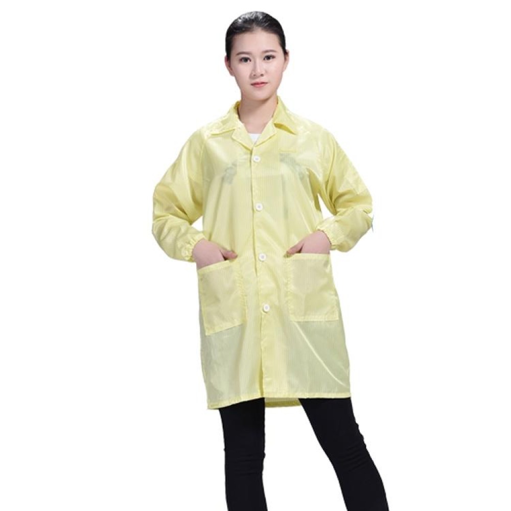 Electronic Factory Anti Static Blue Dust-free Clothing Stripe Dust-proof Clothing, Size:L(Yellow)