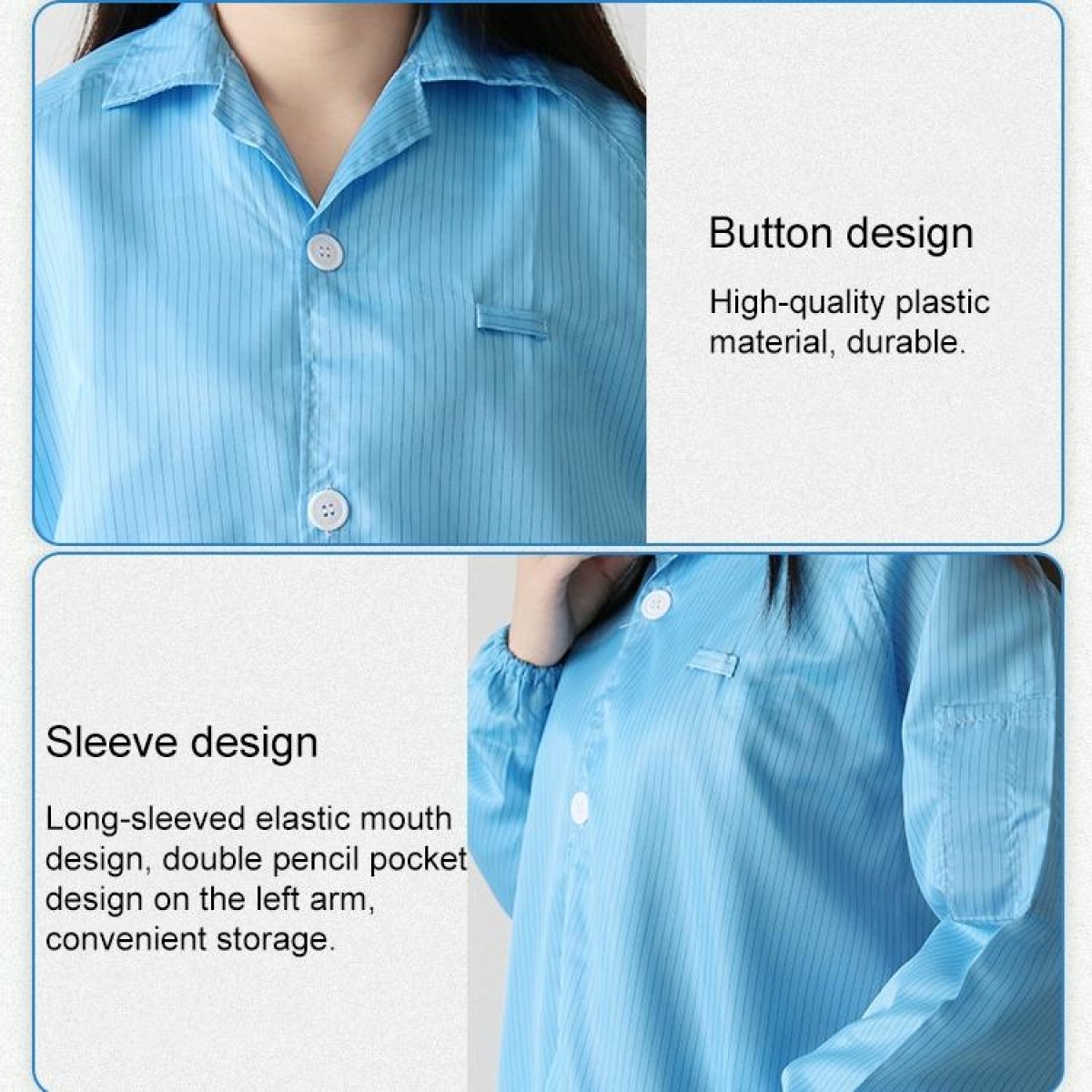 Electronic Factory Anti Static Blue Dust-free Clothing Stripe Dust-proof Clothing, Size:XL(White)