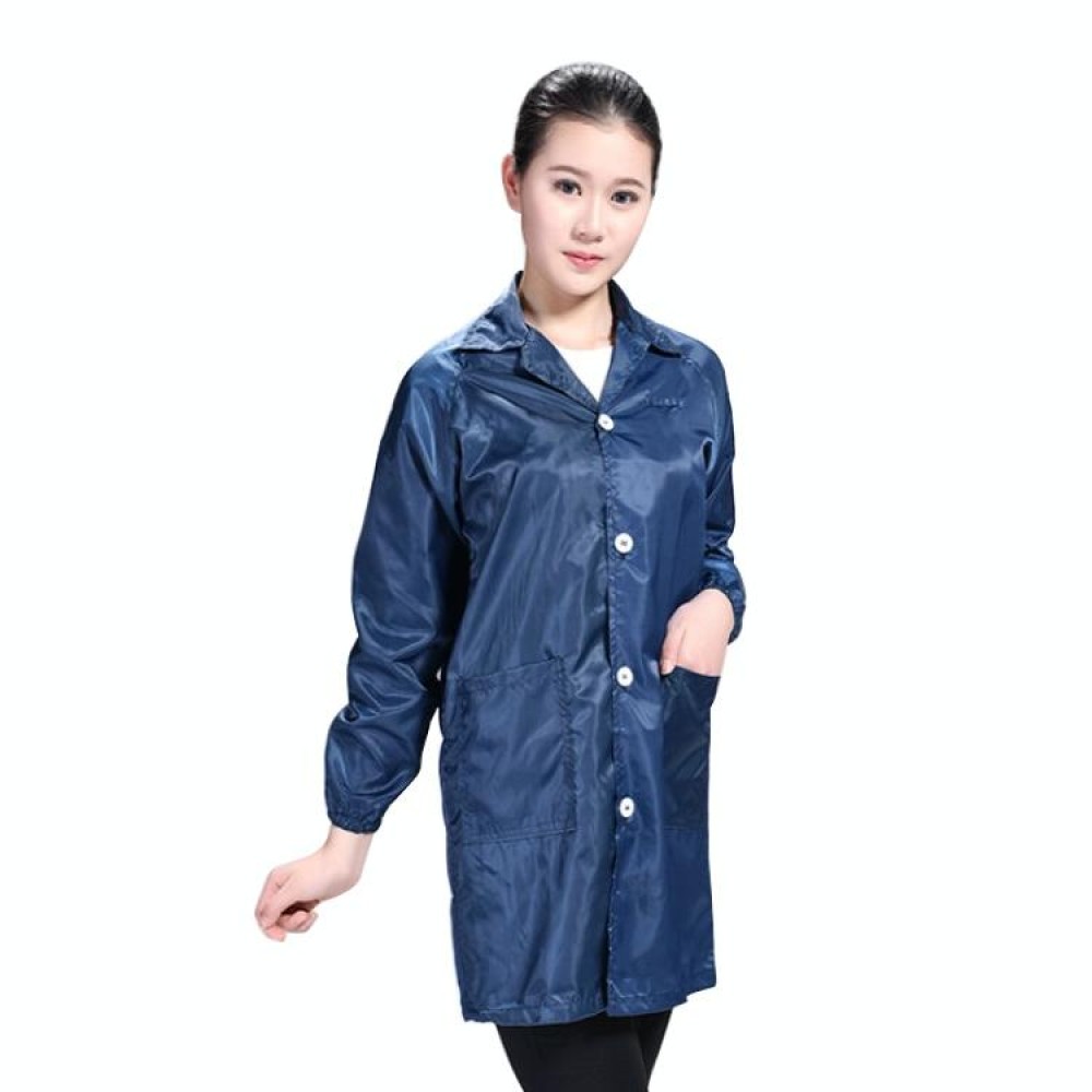 Electronic Factory Anti Static Blue Dust-free Clothing Stripe Dust-proof Clothing, Size:XXL(Navy Blue)