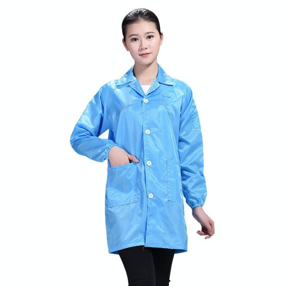 Electronic Factory Anti Static Blue Dust-free Clothing Stripe Dust-proof Clothing, Size:XXXXL(Blue)