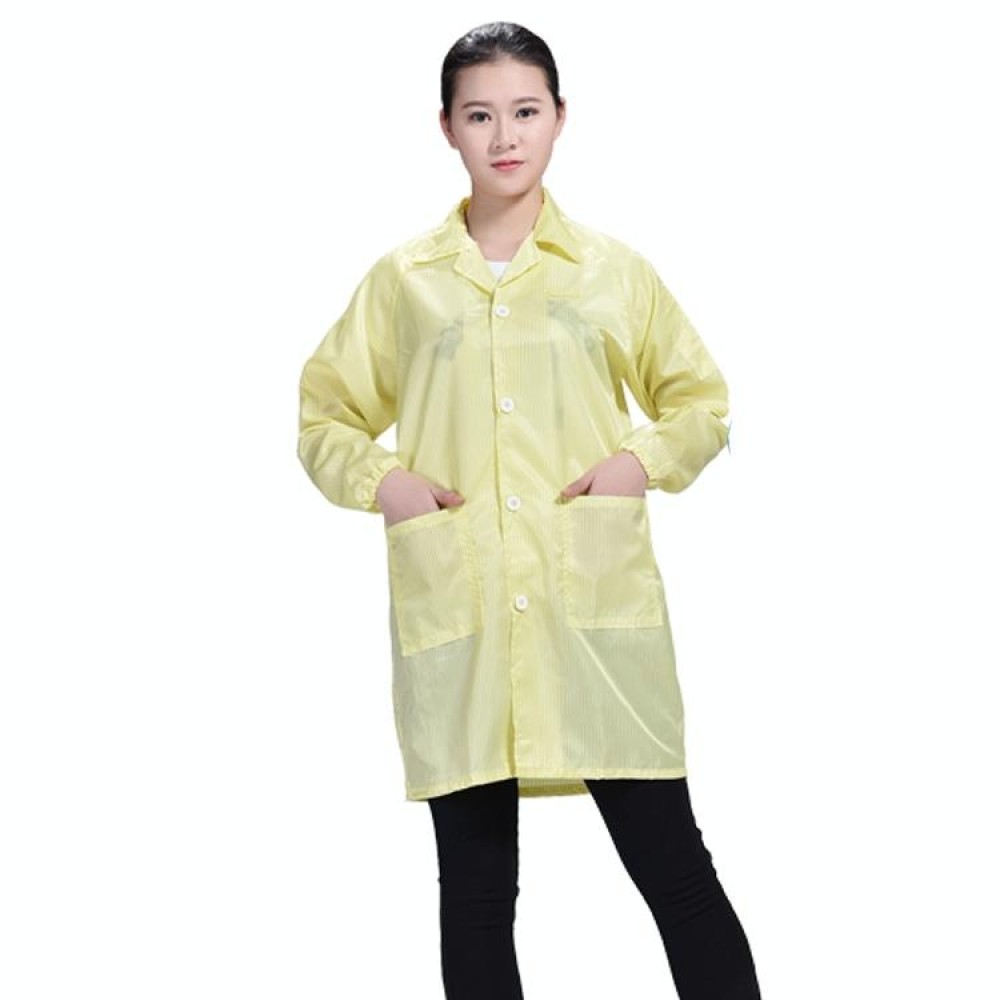Electronic Factory Anti Static Blue Dust-free Clothing Stripe Dust-proof Clothing, Size:XXXXL(Yellow)
