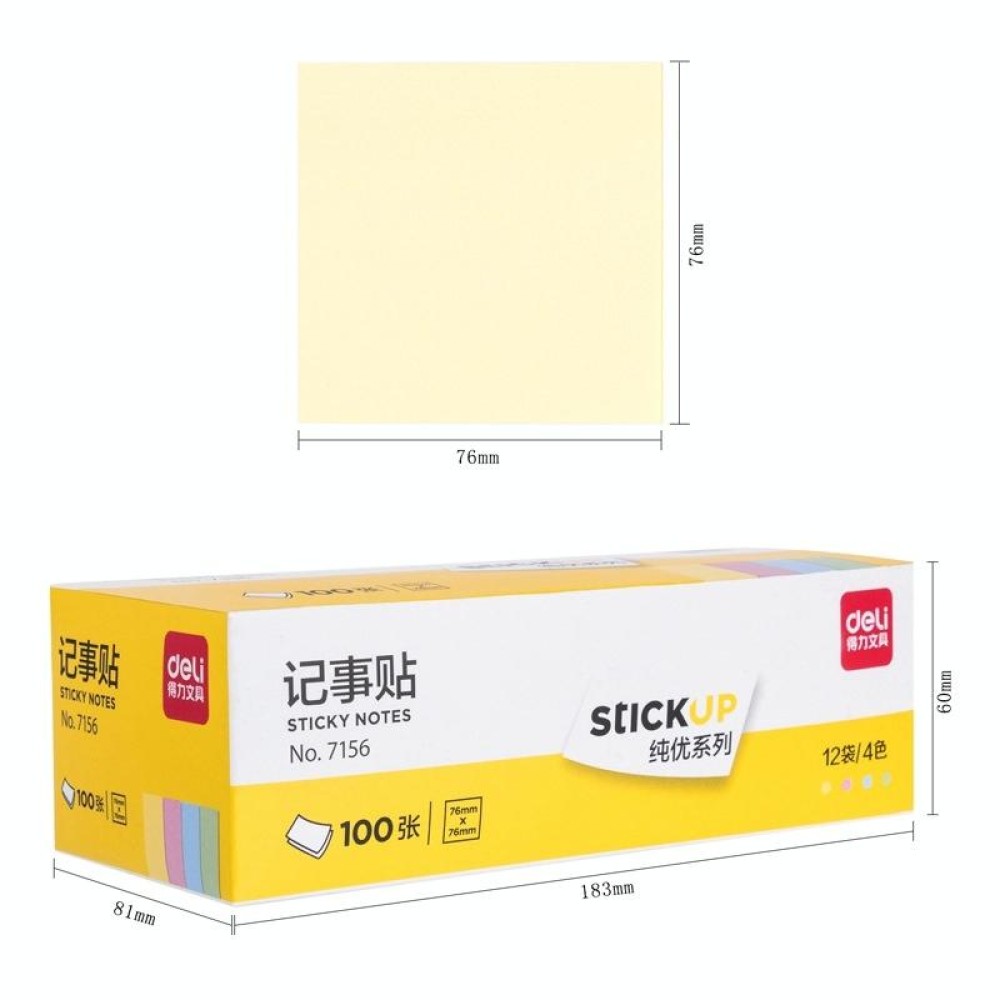 Deli 7156 Sticky Notes Colorful Note Label Paper, Specification: 100 Sheets(Random Color)