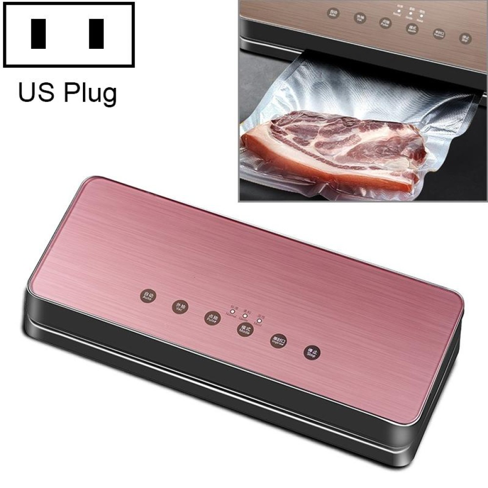 Automatic Vacuum Sealer Household Food Preservation Packaging Machine, Plug Specification:US Plug(Rose Gold)