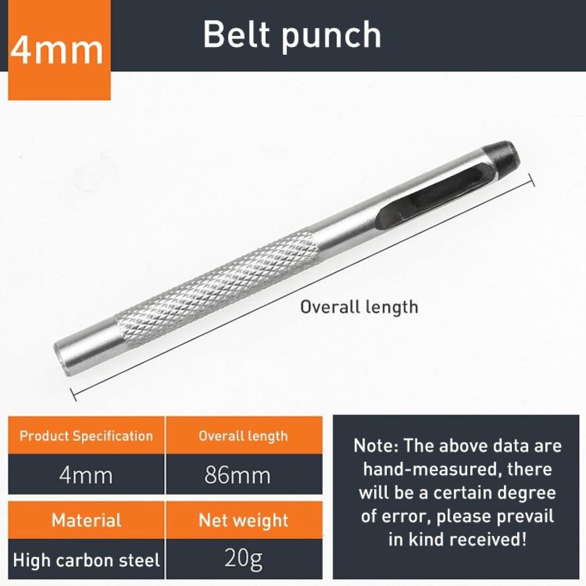 Durable Alloy Punching Nail for Belts, Size:4mm