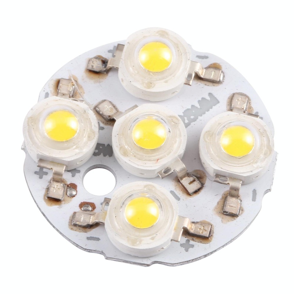 5W 5 LEDs Module Lamp Ceiling Lighting Source 28mm, DC15V(Warm White Light)