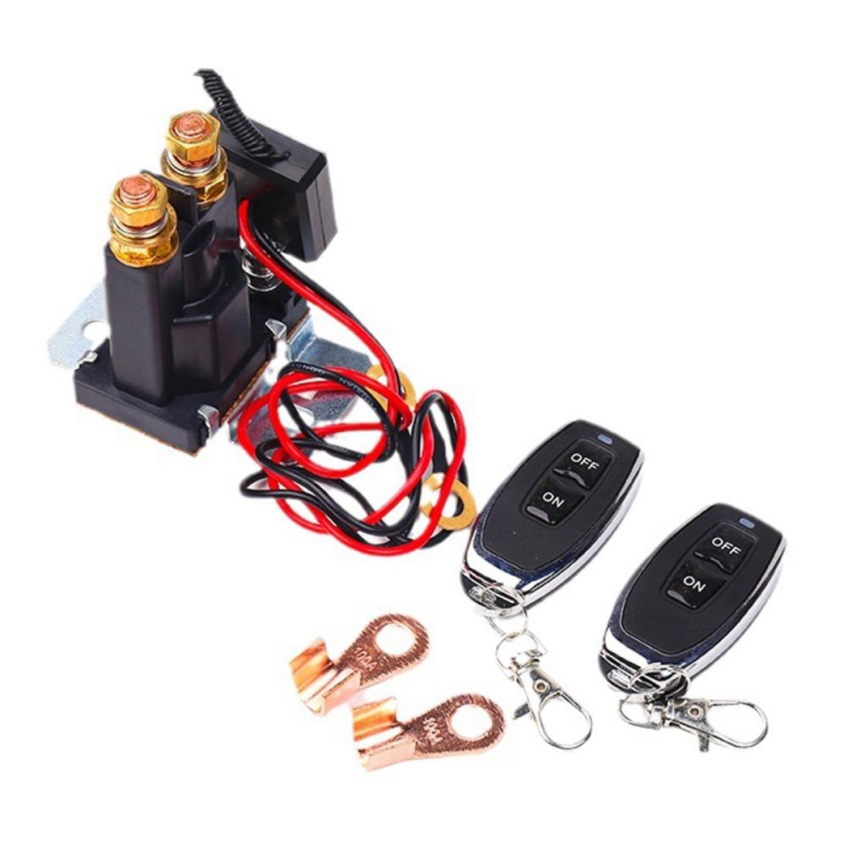 24V 500A Car Battery Remote Control Relay Rotary Switch Cut, Style:with 2 x Remote Control