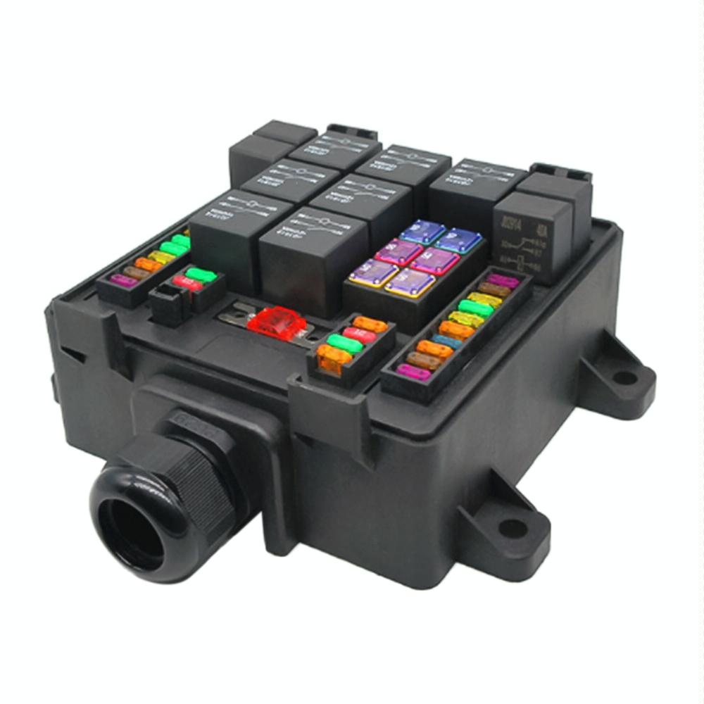 12V 4 Pin Car RV Waterproof Fuse Relay Box Car Modified Multi-Light Control Fuse Box
