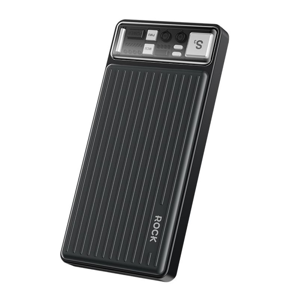 ROCK P96 10000mAh Travel Series 12W Power Bank with Cable(Black)