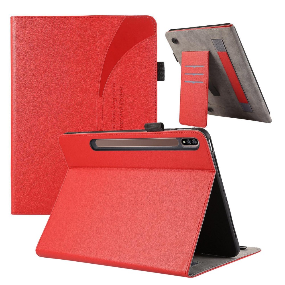For Samsung Galaxy Tab S7 Lite / S7+ Litchi Texture Leather Sucker Tablet Case(Red)