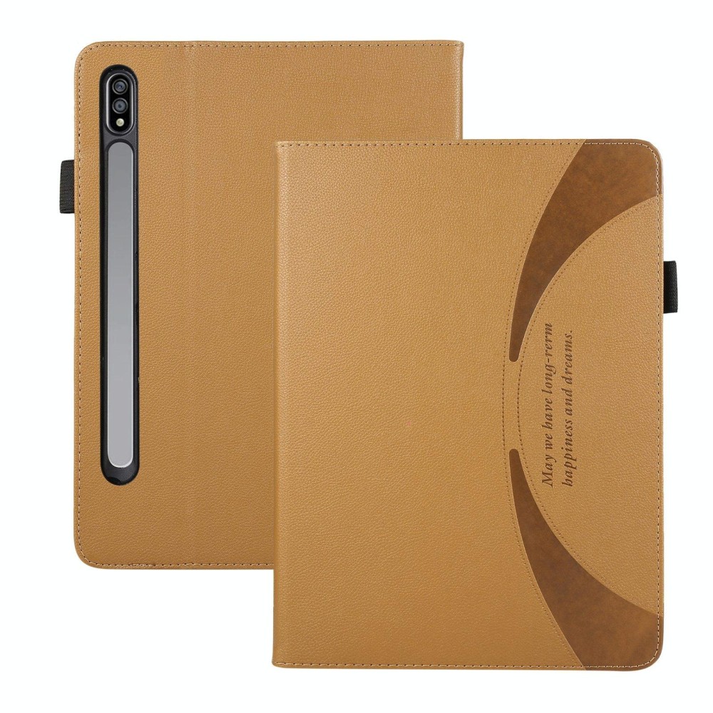 For Samsung Galaxy Tab S9 / S8 / S7 Litchi Texture Leather Sucker Tablet Case(Brown)