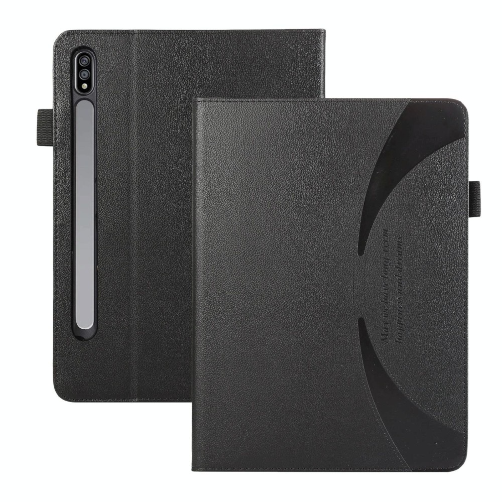 For Samsung Galaxy Tab S9 / S8 / S7 Litchi Texture Leather Sucker Tablet Case(Black)