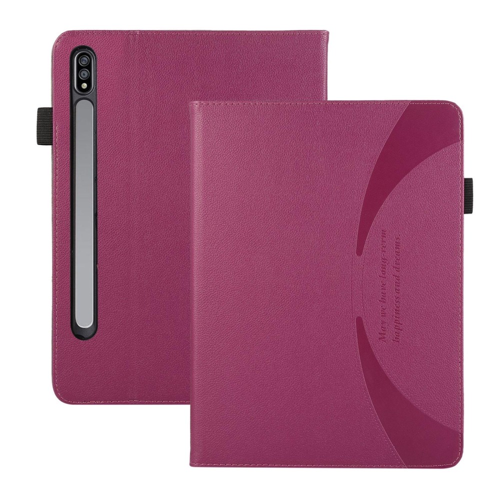 For Samsung Galaxy Tab S9 / S8 / S7 Litchi Texture Leather Sucker Tablet Case(Purple)
