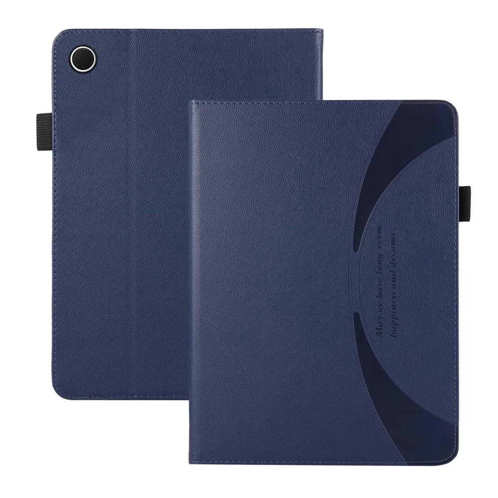For Samsung Galaxy Tab A8 Litchi Texture Leather Sucker Tablet Case(Dark Blue)