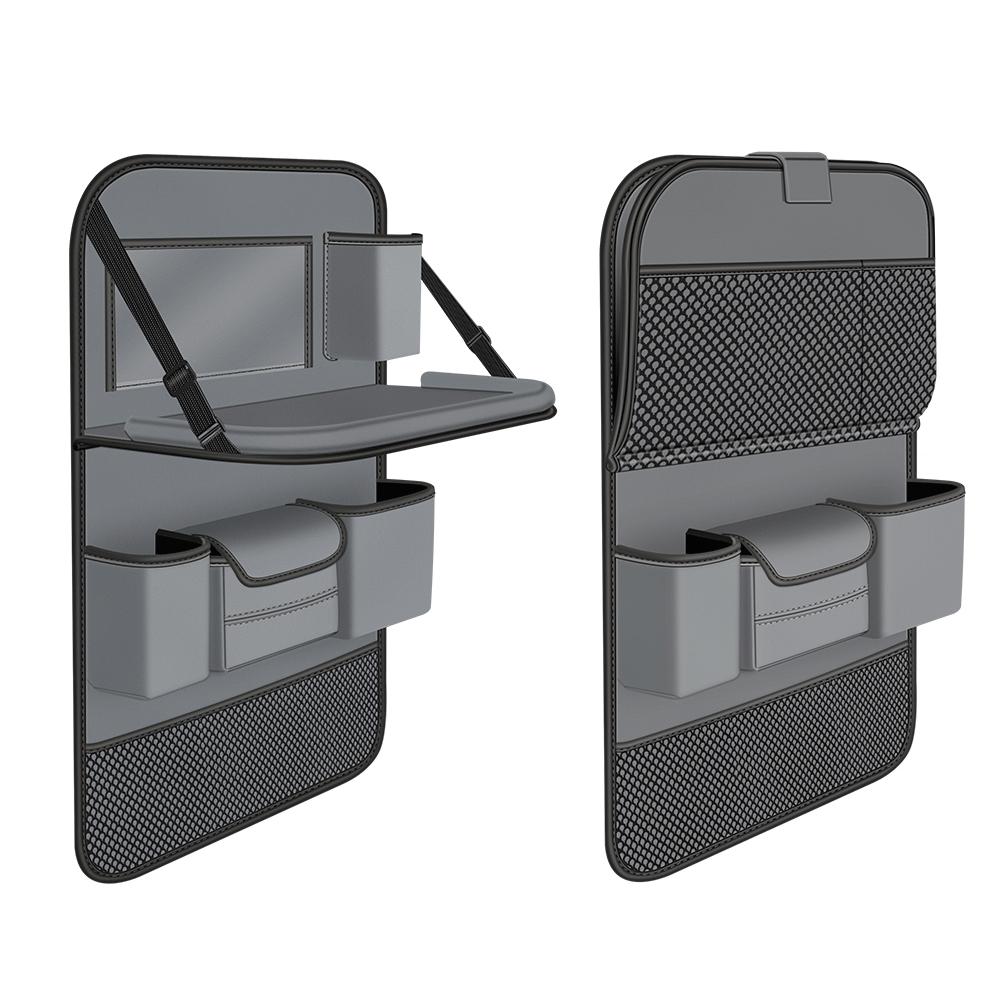 4041 Napa Texture Leather Car Seat Back Storage Bag Folding Dining Table(Grey)