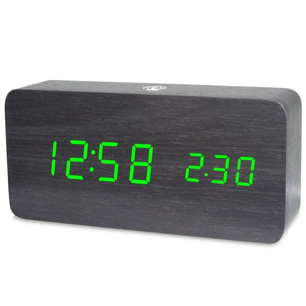 LT-1035 LED Display Digital APP Smart Alarm Clock(Green Light Black Wood)