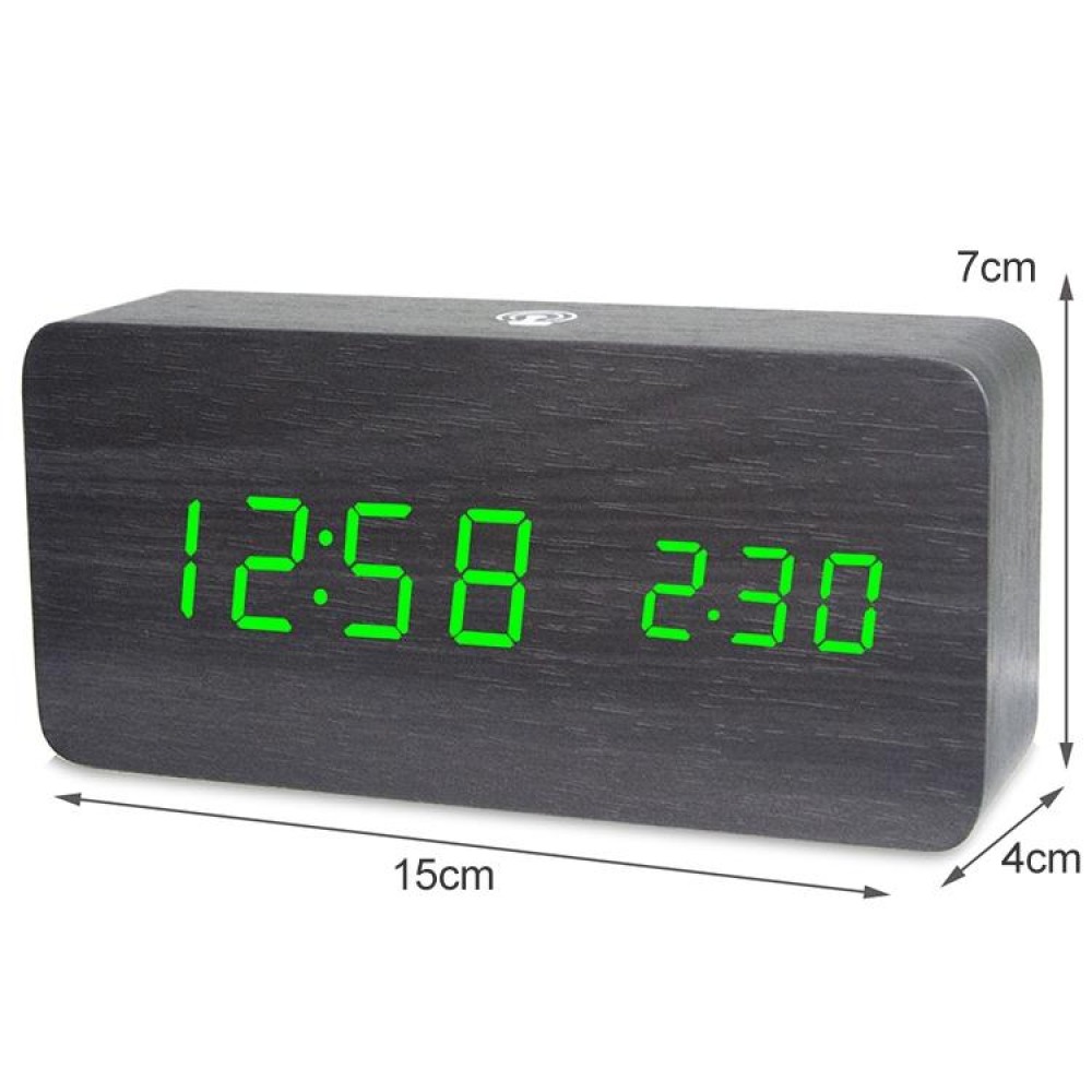 LT-1035 LED Display Digital APP Smart Alarm Clock(Green Light Black Wood)
