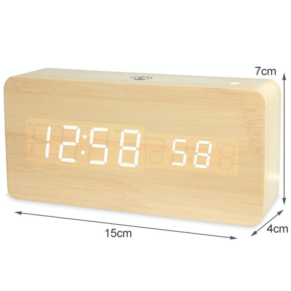 LT-1035 LED Display Digital APP Smart Alarm Clock(White Lamp Bamboo Wood)