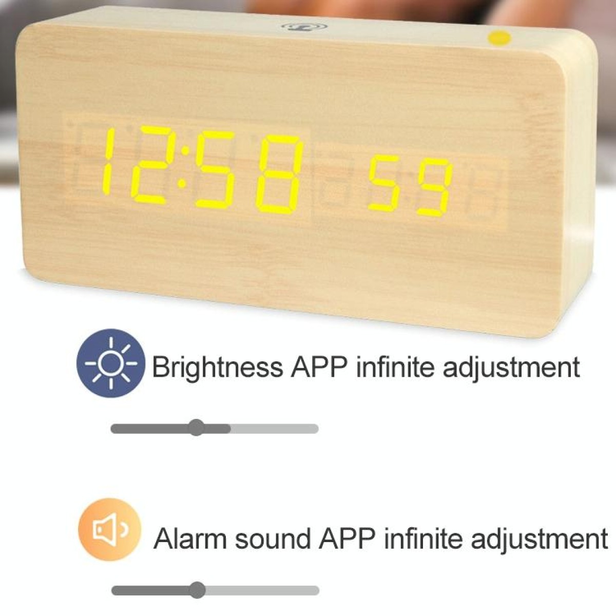 LT-1035 LED Display Digital APP Smart Alarm Clock(White Lamp Bamboo Wood)
