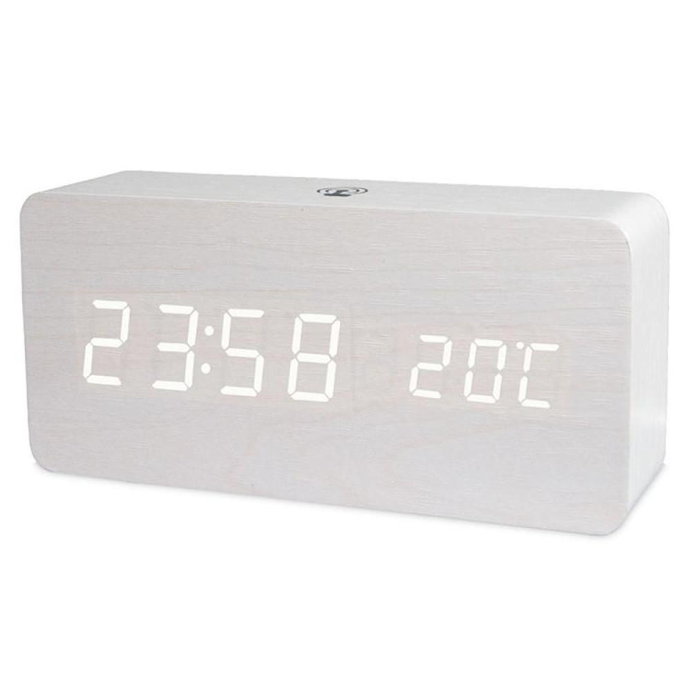 LT-1035 LED Display Digital APP Smart Alarm Clock(White Light White Wood)