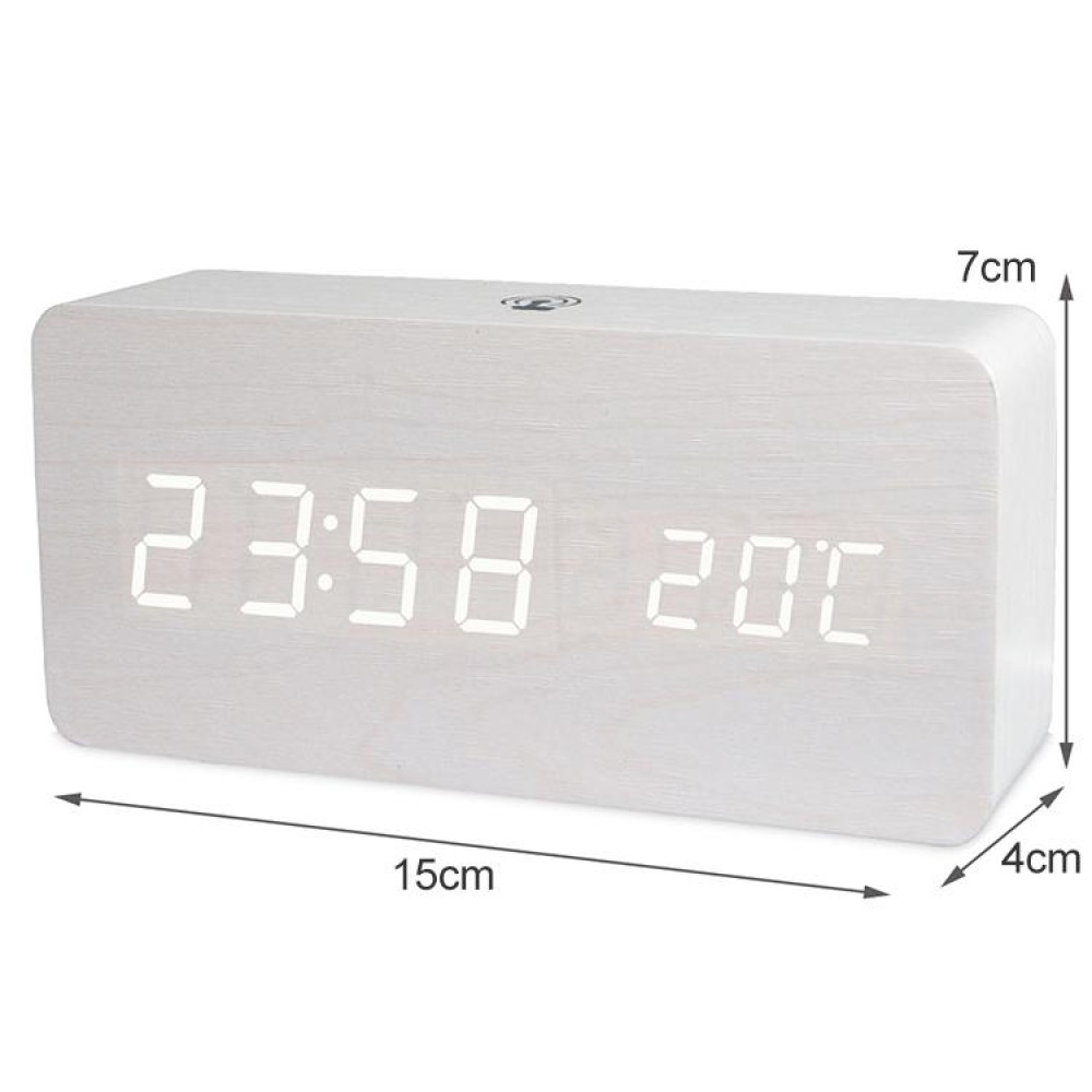 LT-1035 LED Display Digital APP Smart Alarm Clock(White Light White Wood)