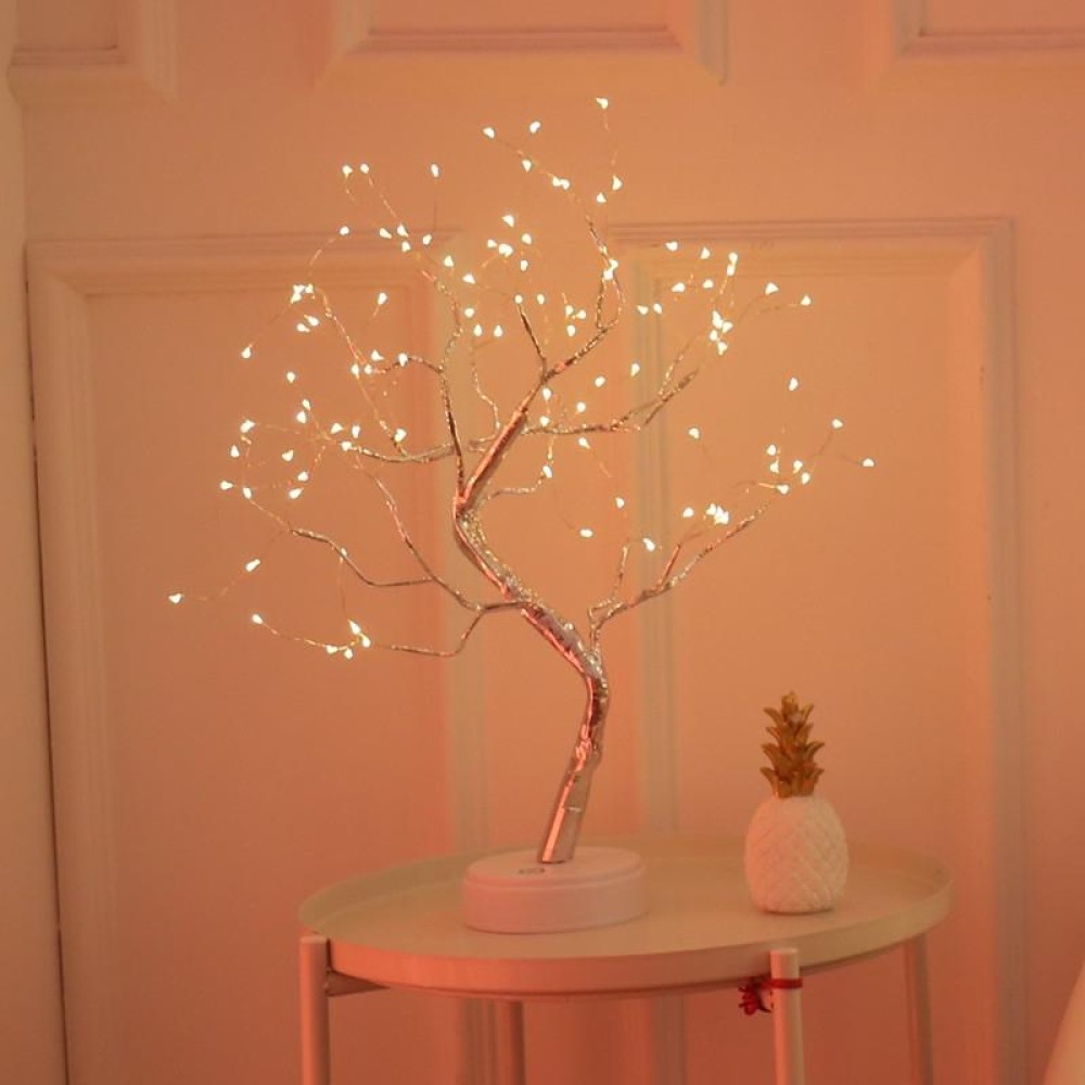 108 LEDs Copper Wire Tree Table Lamp Creative Decoration Touch Control Night Light (Warm White Light)