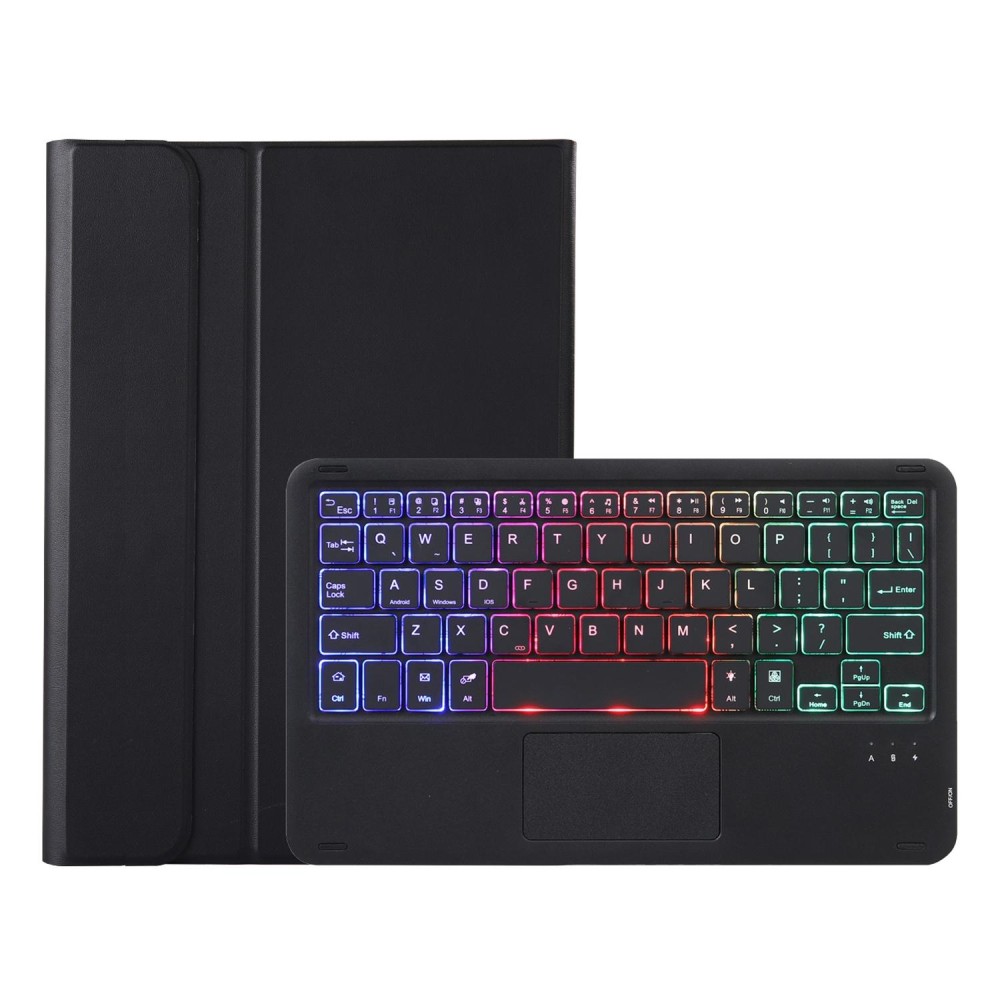 For Xiaomi Redmi Pad SE 11 inch A0N9-AS Lambskin Texture Ultra-thin Detachable Backlight Bluetooth Keyboard Leather Case with Touchpad(Black)