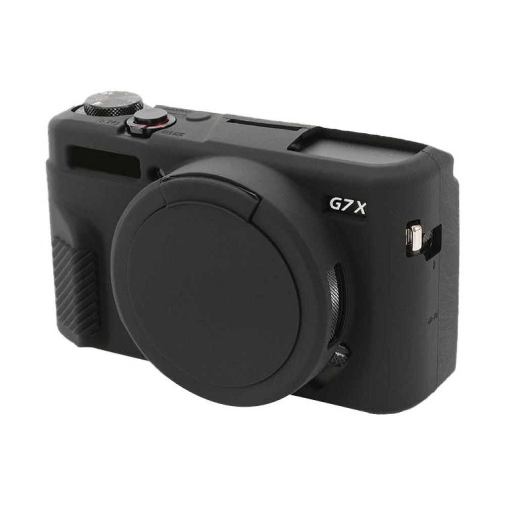 For Canon PowerShot G7 X Mark II / G7X2 Soft Silicone Protective Case with Lens Cover(Black)