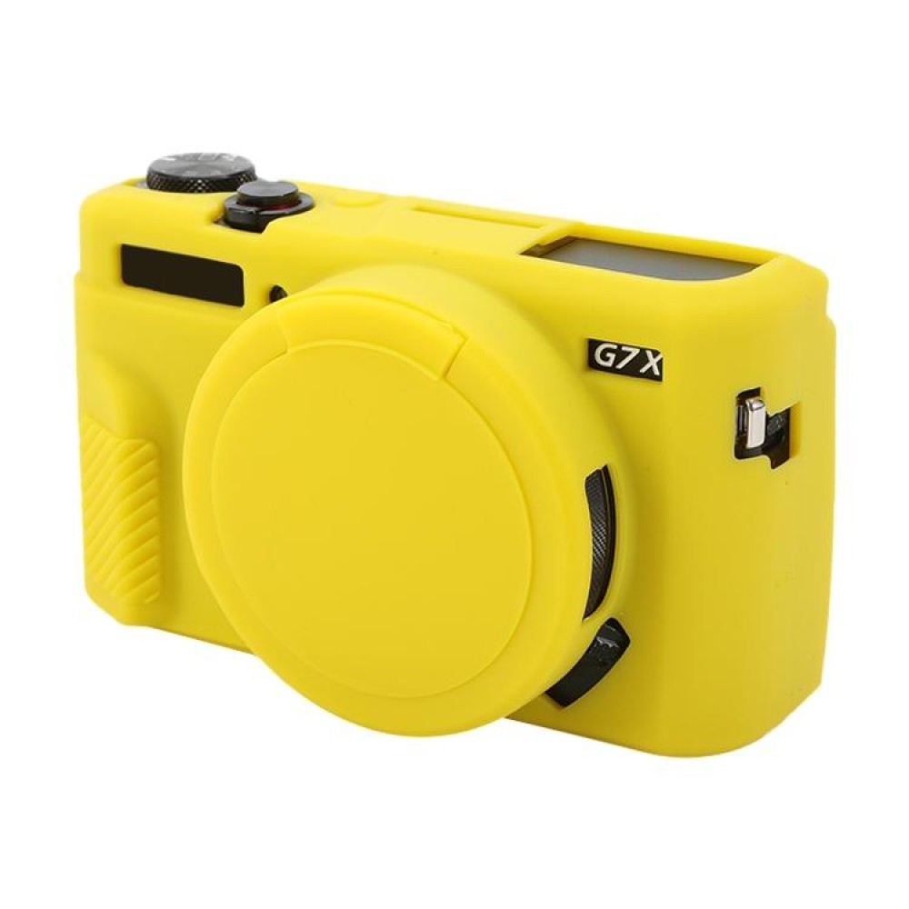 For Canon PowerShot G7 X Mark II / G7X2 Soft Silicone Protective Case with Lens Cover(Yellow)