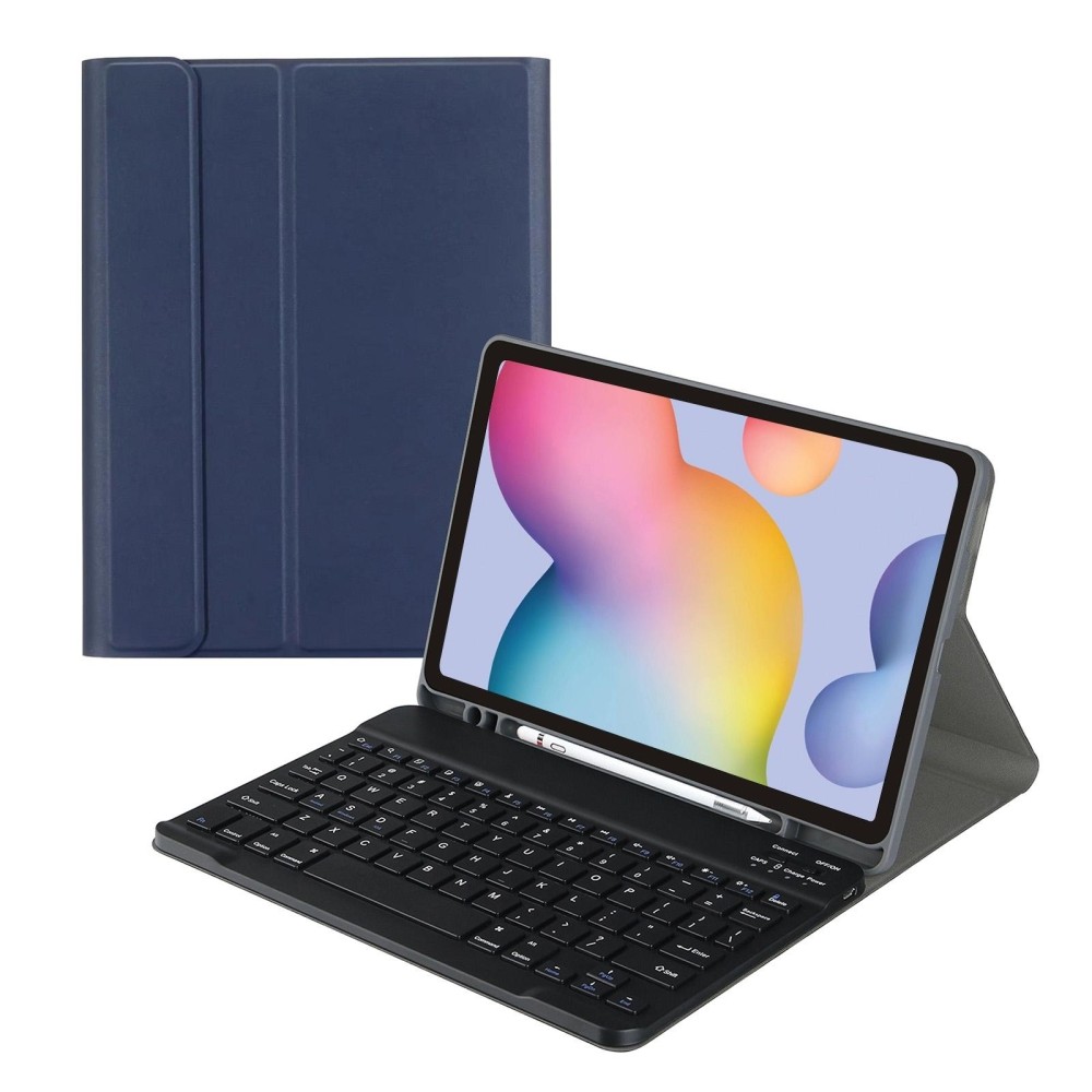 For Samsung Galaxy Tab A9+ Square Cap Bluetooth Keyboard Leather Case with Pen Slot(Dark Blue)