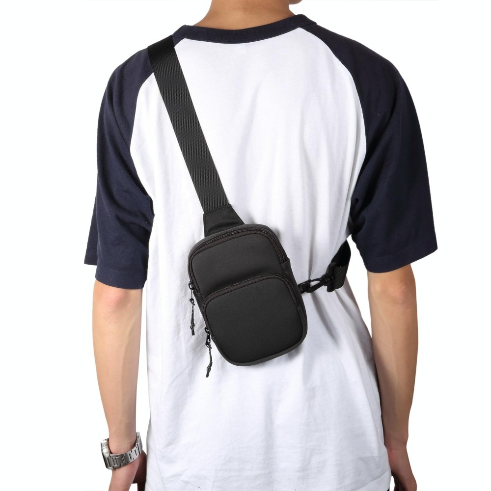 Nylon Fashion Chest Bag Mobile Phone Bag 5.5-7.2 inch Universal(Black)