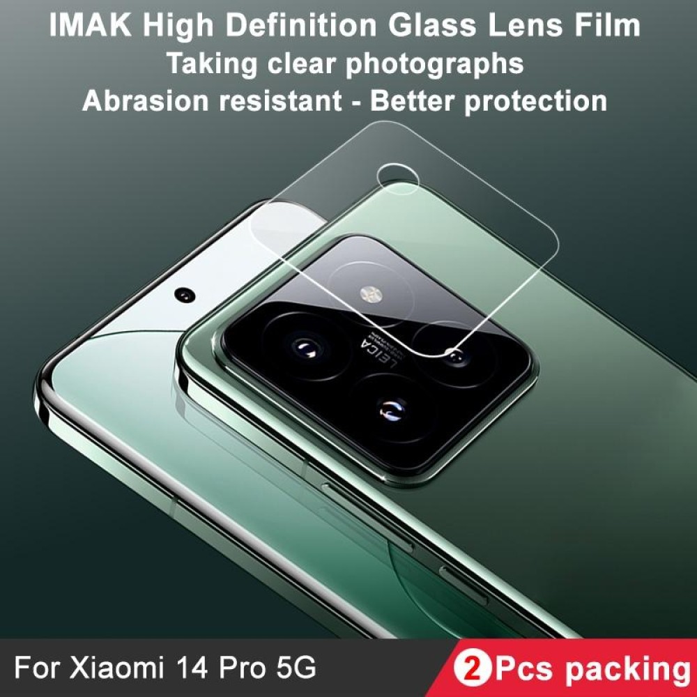 For Xiaomi 14 Pro 5G 2 PCS/Set IMAK HD Glass Rear Camera Lens Film