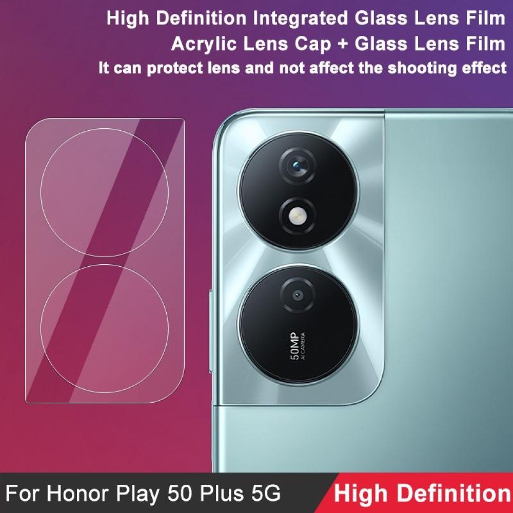 For Honor Play 50 Plus imak Integrated Rear Camera Lens Tempered Glass Film with Lens Cap