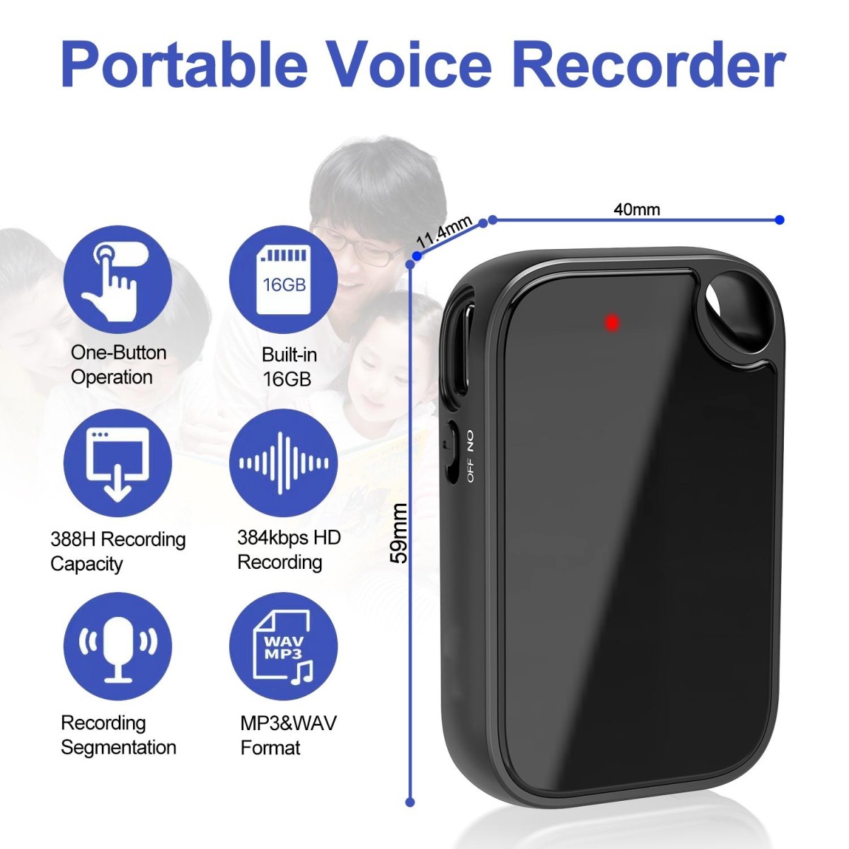 C18 Smart HD Voice Recorder with OTG Cable, Capacity:16GB