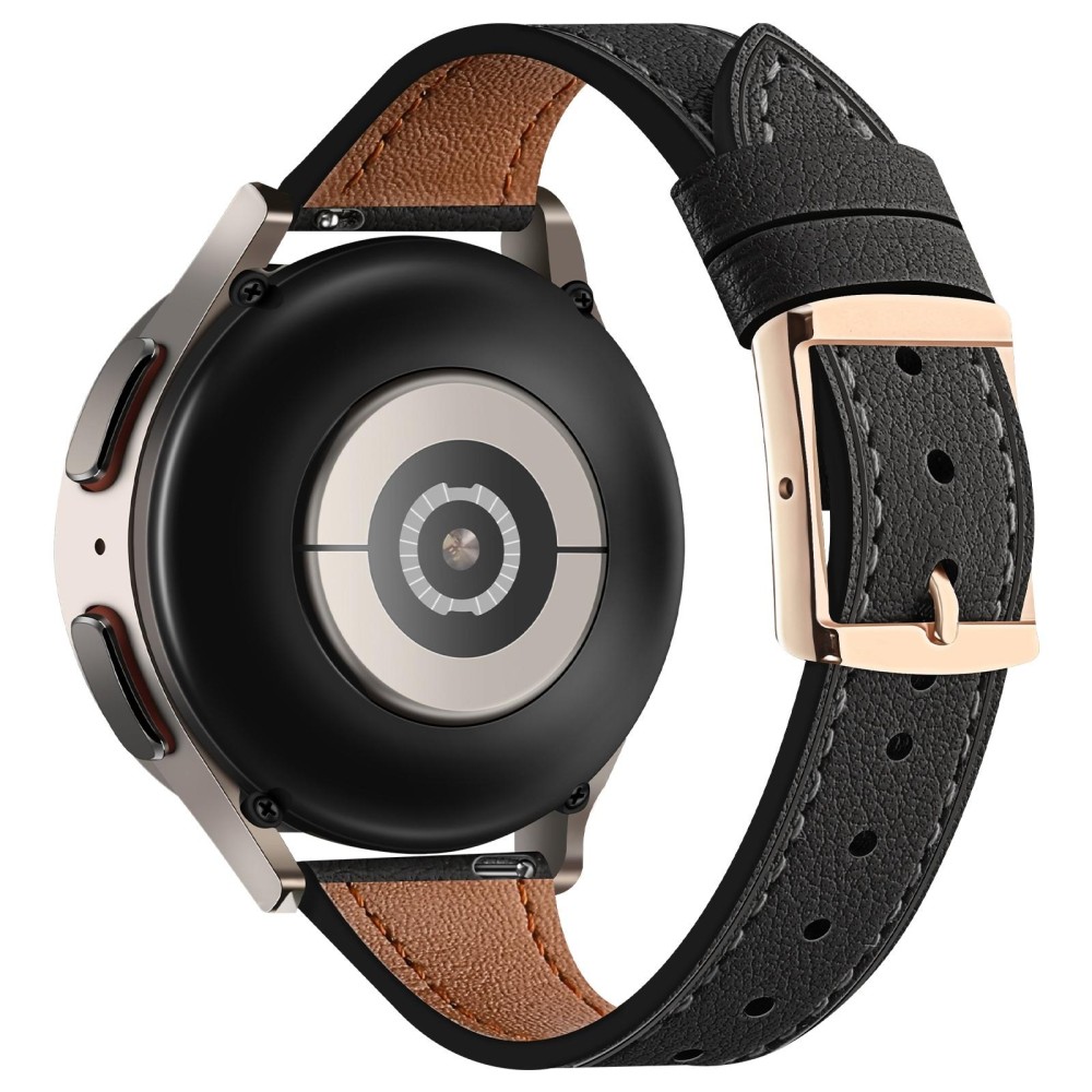 22mm Universal Genuine Leather Watch Band(Black)