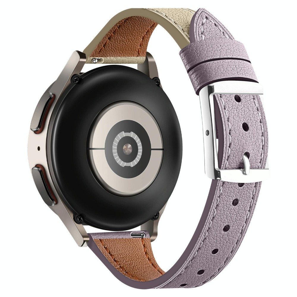 22mm Universal Genuine Leather Watch Band(Purple White)