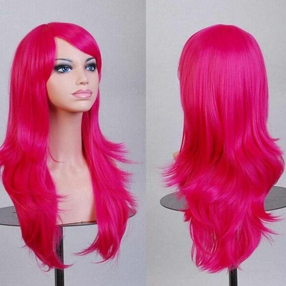 Anime Cos Role Playing Wig Cosplay Color Stage Headgear(Rose Red)