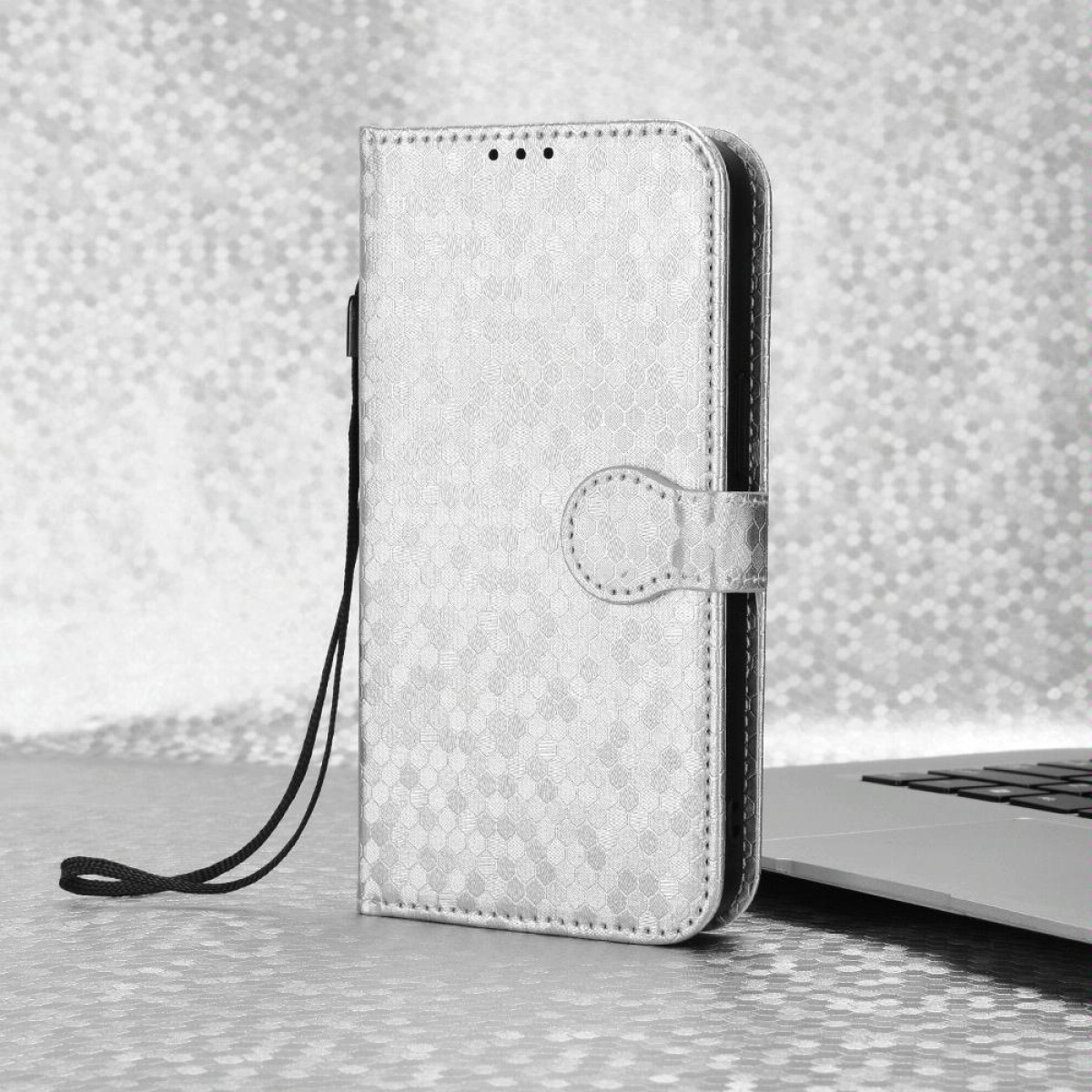 For OPPO Reno11 F 5G / F25 Pro Honeycomb Dot Texture Leather Phone Case(Silver)