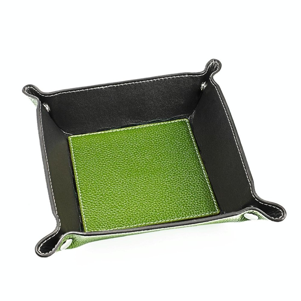 7001 Leather Desktop Square Storage Box Household Life Oddments Tray(Green)