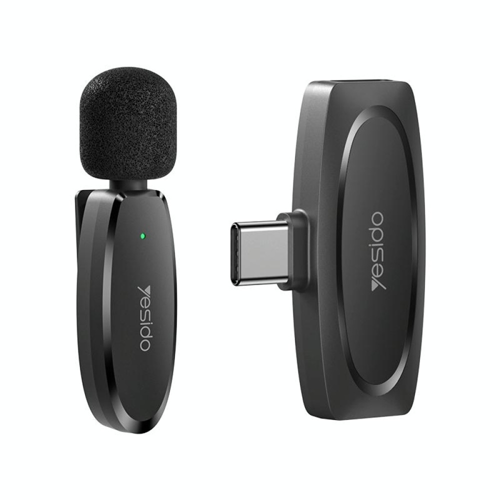 YESIDO KR11 Low-latency Wireless Lavalier Microphone with Type-C Receiver(Black)