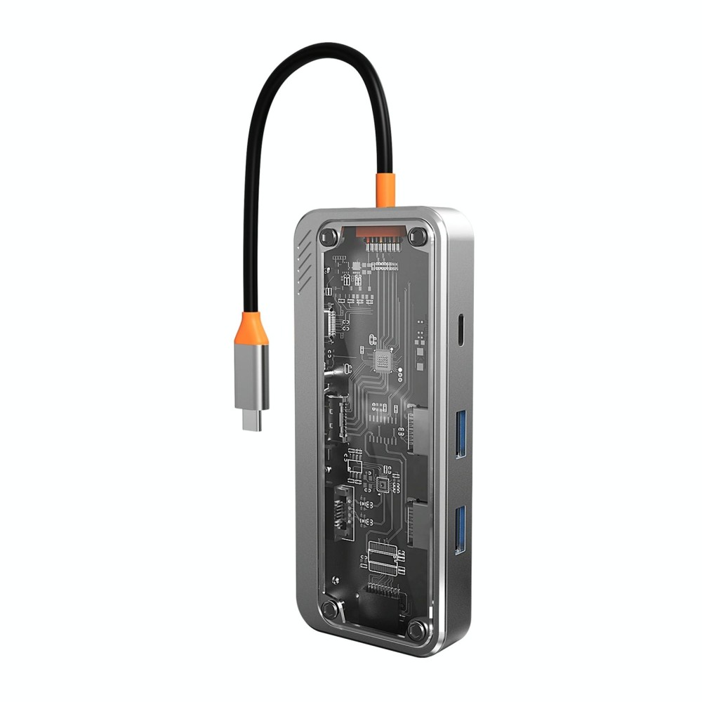 SW8V 8 in 1 Type-C to USB + HDMI + RJ45 + SD/TF HUB Docking Station(Grey)