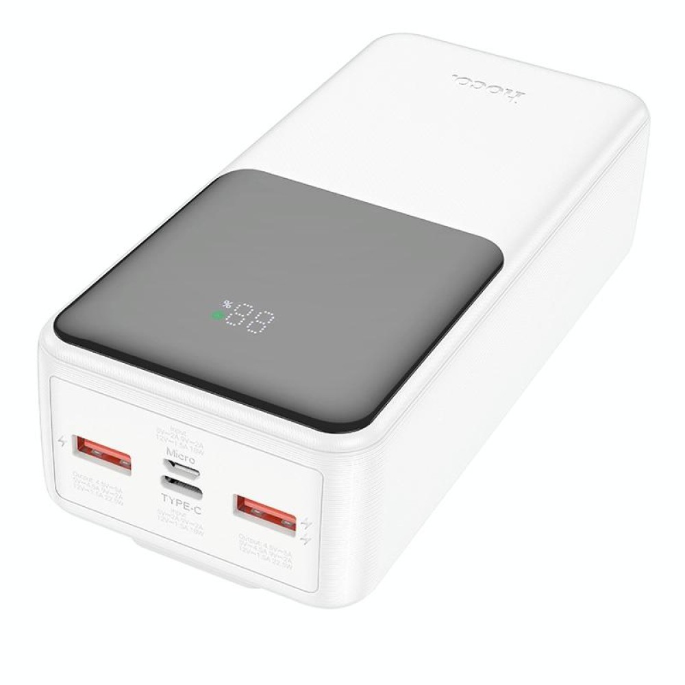 Hoco J119B Fast Charging 22.5W PD20 30000mAh Power Bank with Digital Display & Cable(White)