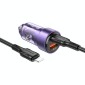 BOROFONE BZ20 Smart QC3.0 + PD20W Dual Ports Fast Charging Car Charger with Type-C to 8 Pin Cable(Transparent Purple)